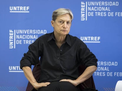 Judith Butler en abril en el campus de la Untref, a las afueras de Buenos Aires.