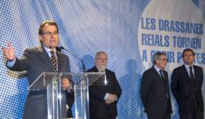 El presidente de la Generalitat, Artur Mas, durante su intervención en la inauguración hoy de la rehabilitación de las Reales Atarazanas en el Museu Marítim de Barcelona. EFE/archivo