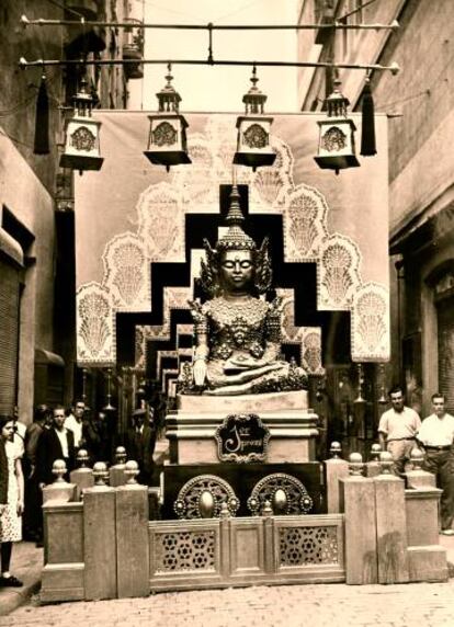 Un decorat amb un gran buda al carrer de Santa Eugènia va guanyar el primer premi en 1935