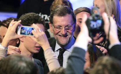 Mariano Rajoy, en un mitin en Zaragoza el pasado día 9.