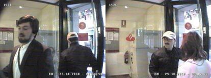 Imágenes de los atracadores obtenidas de la cámara de seguridad de la entidad asaltada en Cambrils.