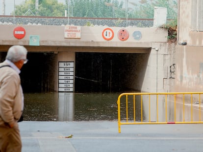 Túnel inundado este jueves en Algemesí (Valencia), donde se recogieron 103 litros por metro cuadrado.