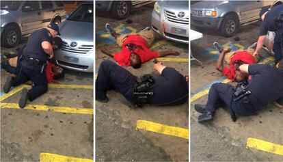 Imágenes de un vídeo que muestra la muerte de Sterling a manos de la policía en Baton Rouge.