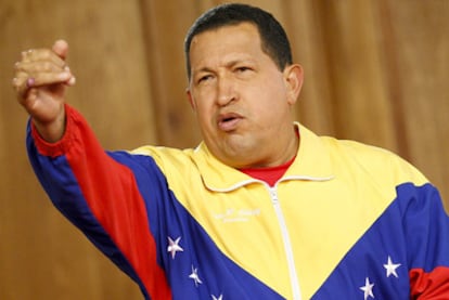 Hugo Chávez, durante una conferencia de prensa en el palacioc de Miraflores, ayer en Caracas