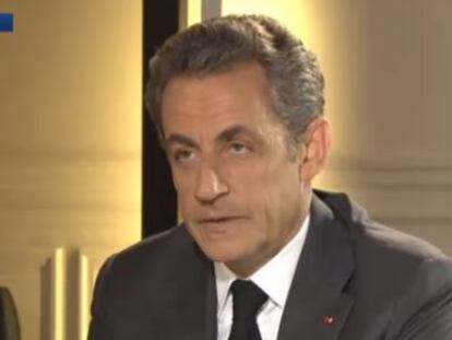 Imagem de Nicolas Sarkozy durante a entrevista que será emitida esta noite na França.