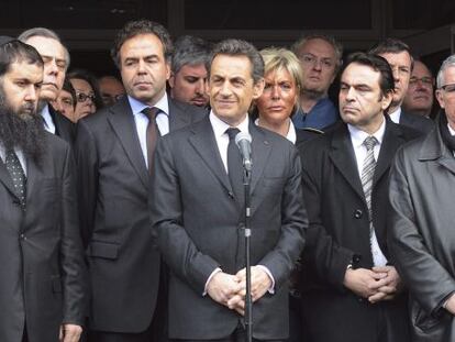 El presidente francés, Nicolás Sarkozy, pronuncia un discurso en la escuela judía escuela judía "Ozar Hatorah" en Toulouse.