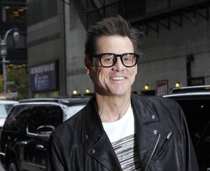 Jim Carrey llegando como invitado al 'Late Show with David Letterman' en 2014.