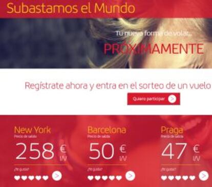Iberia’s new online ticket auction site.
