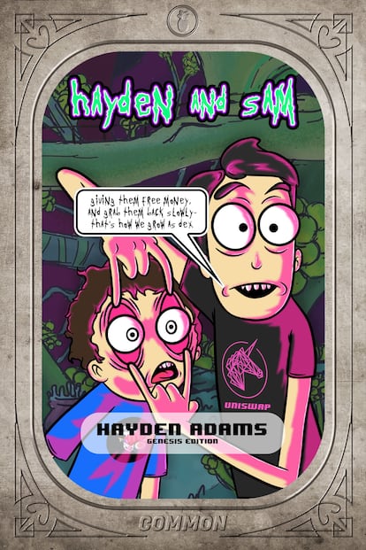 NFT, de $MEME, en el que se ironiza con la figura de Hayden Adams, fundador de Uniswap. 