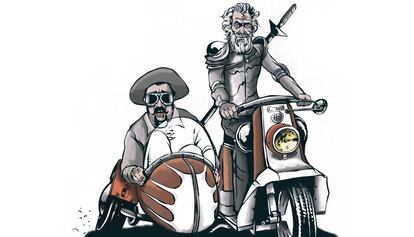 'Hidalgo-escudero on the road', il·lustració mixta digital de Brusco (2016).