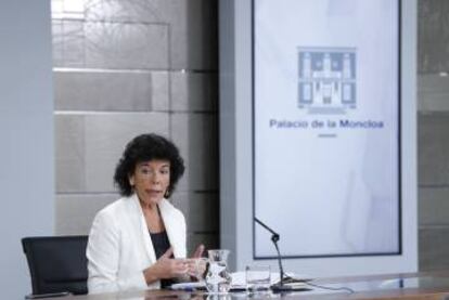 Isabel Celaá, durante la rueda de prensa del pasado viernes.