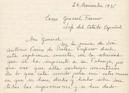 Carta de María Santos Kant a Franco.