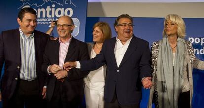Sanz, Montoro y Zoido junto a las alcaldesas de Jerez y Cádiz.