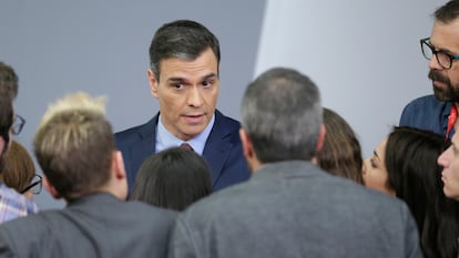 Spanish Prime Minister Pedro Sánchez speaks to the press on Tuesday.