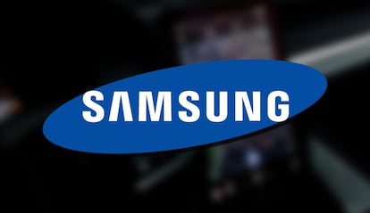Logotipo de Samsung con un coche de fondo