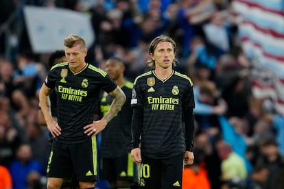 Luka Modric y Toni Kroos durante el partido entre el Real Madrid y el Manchester City