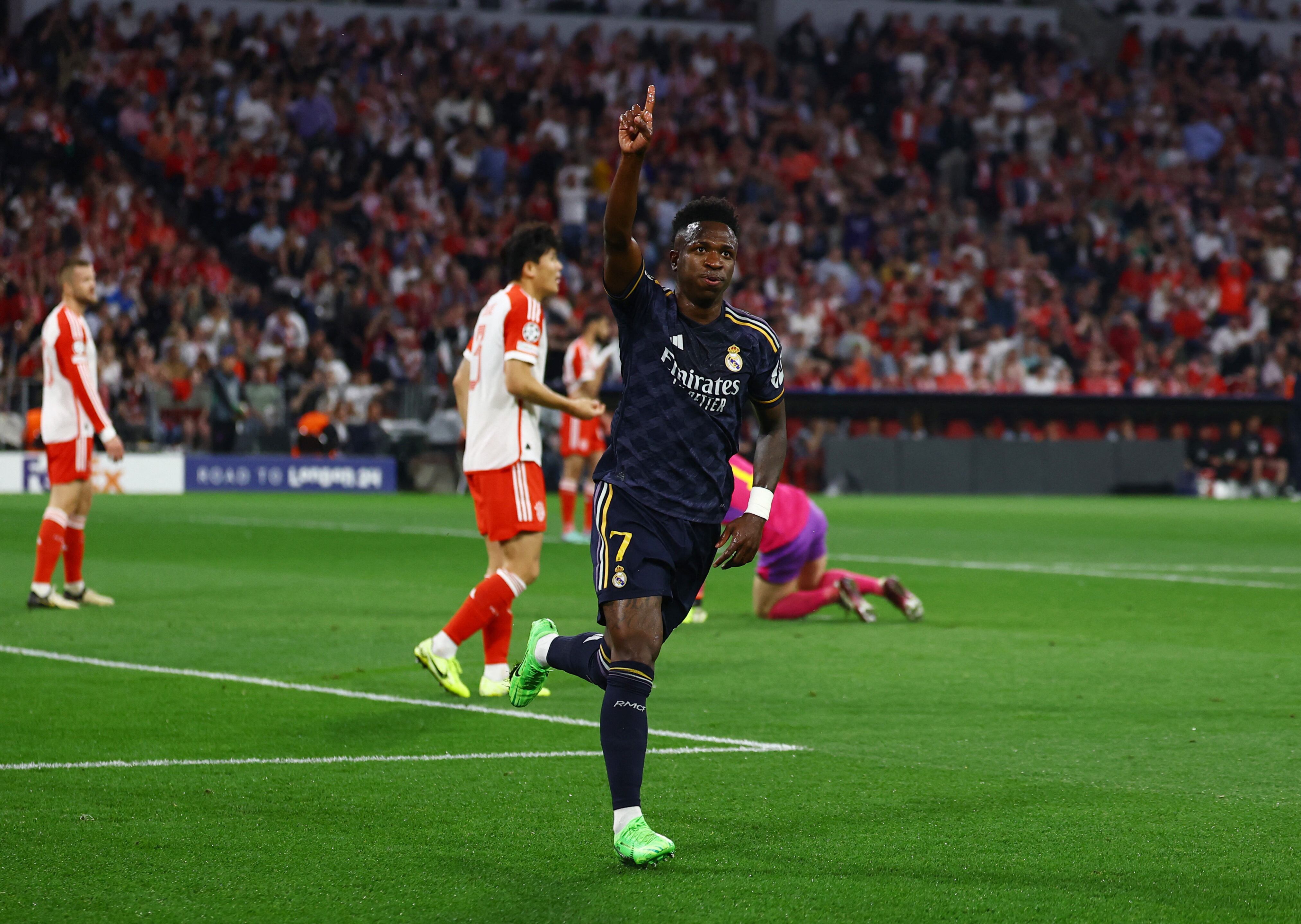 Vinicius Junior celebra el 1-0 para el Real Madrid.