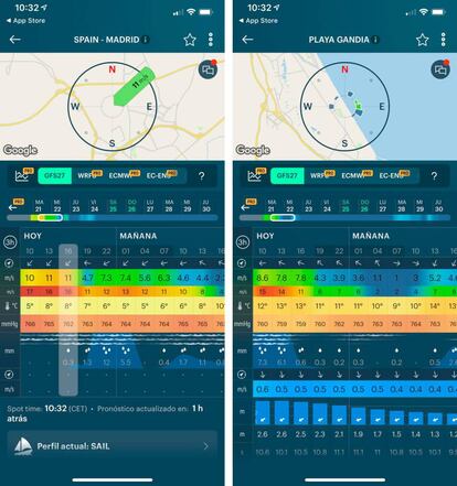 App Windy para saber los vientos de la borrasca Gloria.