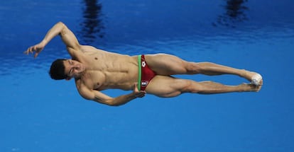 Rommel Pacheco durante una competencia previo a Río 2016