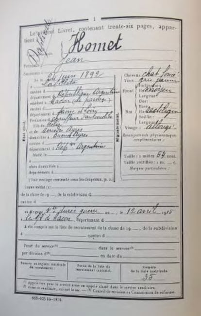 A carta de Homet quando se alistou ao exército, obtida do livro 'Diário de um Argentino'.