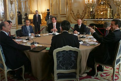 Reunión de Zapatero, Chirac, Putin y Schröder en París.