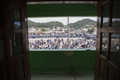 Vista exterior del balcón desde donde dio su último discurso Domingo López, asesinado el pasado 23 de julio.