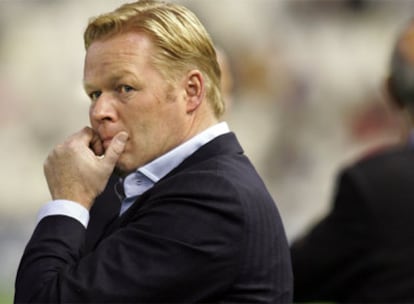 Ronald Koeman, duante el partido contra el Rosenborg de la Champions en Mestalla.