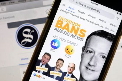 Publicación de un medio australiano sobre el bloqueo de Facebook, una respuesta de la plataforma al proyecto de ley que exigía  pagar a los medios por difundir su contenido.
