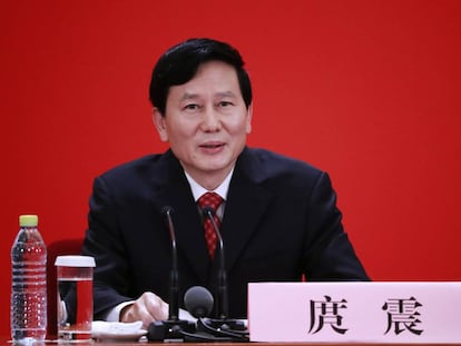 El portavoz del XIX Congreso del Partido Comunista (PCCh), Tuo Zhen, este martes en Pek&iacute;n.