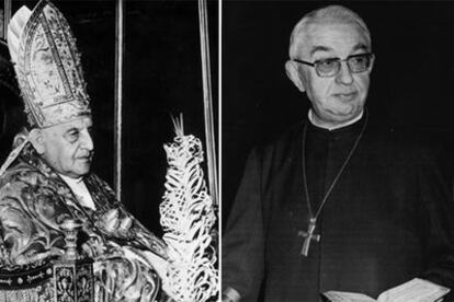 Juan XXIII, impulsor del Concilio, y el cardenal Tarancón, uno de los prelados españoles clave de la época.
