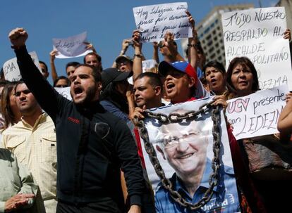 Protesto em Caracas pela prisão do prefeito.