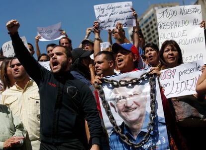 Protesto em Caracas pela pris&atilde;o do prefeito.