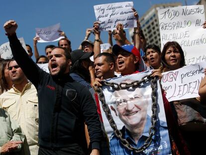 Protesto em Caracas pela pris&atilde;o do prefeito.