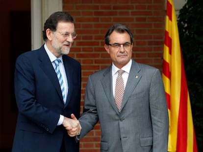 Mariano Rajoy, a la izquierda, y Artur Mas en su reunión de septiembre de 2012 en La Moncloa.