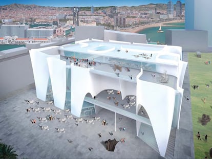 Recreación virtual del edificio del futuro museo de L'Hermitage en Barcelona, diseñado por Toyo Ito