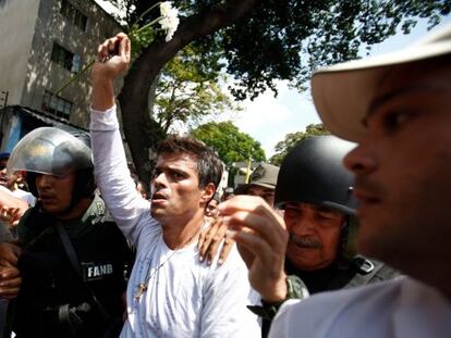 El l&iacute;der opositor Leopoldo L&oacute;pez, en febrero pasado.