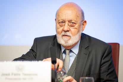 El presidente del CIS, José Félix Tezanos, el 11 de enero en la Universidad Complutense de Madrid.