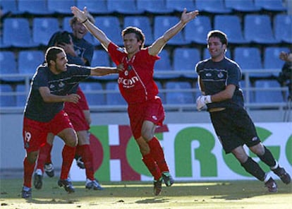 Pachón celebra uno de sus cinco goles en el Heliodoro Rodríguez López.