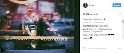 Esta es la foto que ha elegido el novio de Chiara Ferragni, Fedez, para felicitar el día de San Valentín a la bloguera. 