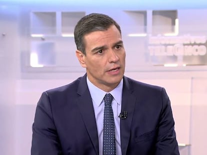 El presidente del Gobierno, Pedro Sánchez, durante su intervención en Telecinco.