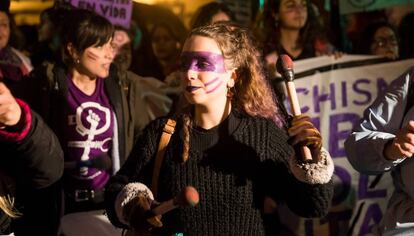 Manifestación por el 8-M en Santiago de Compostela.