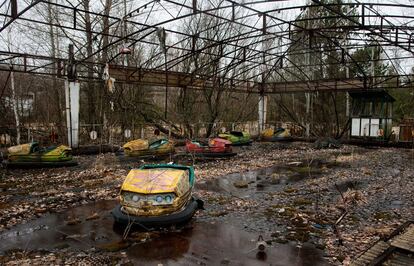 Autos de choque, un parque de atraciones abandonado en Pripyat, cerca de Chernobil.
