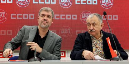 Los secretarios generales de CCOO y UGT, Unai Sordo y Pepe Álvarez.