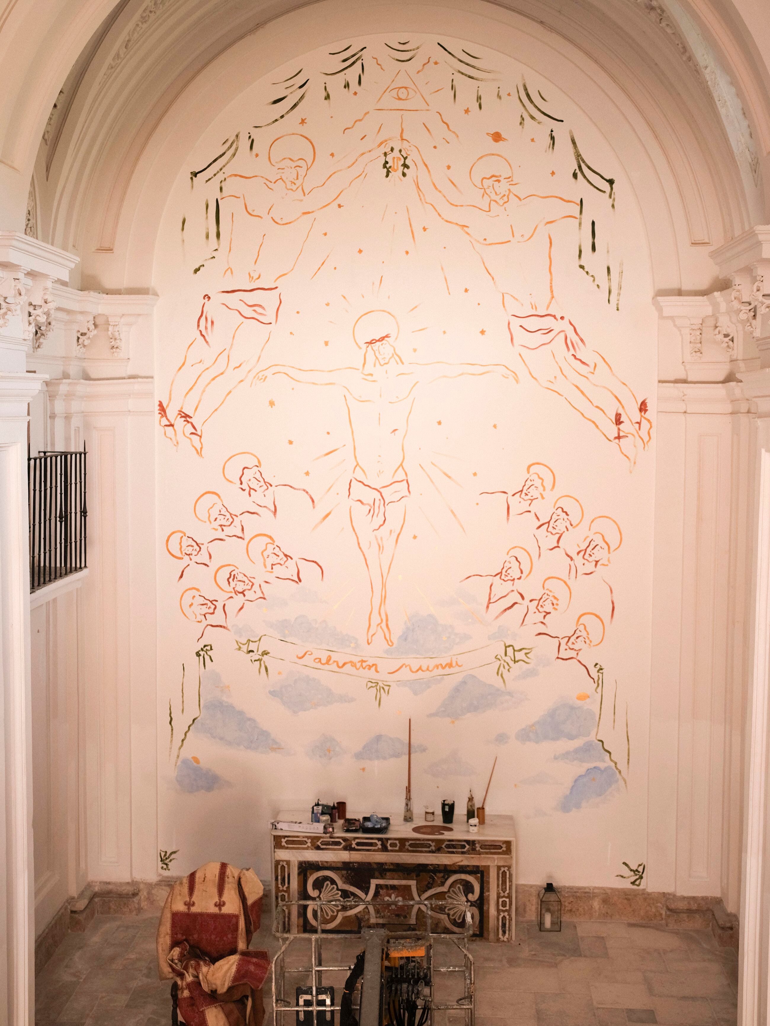 El mural pintado por Jorge Parra ya concluido.