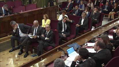 Los acusados, durante la intervención de las defensas en el juicio del 'procés'.
