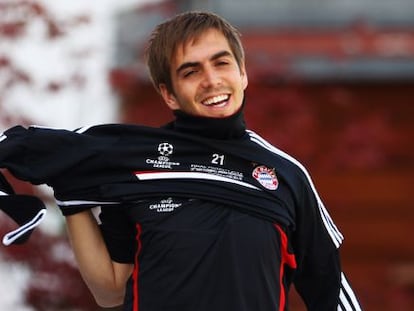 Lahm, en un entrenamiento previo a la final.