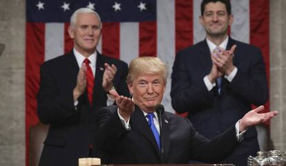 Trump, en su discurso sobre el estado de la Unión en Washington el pasado enero.