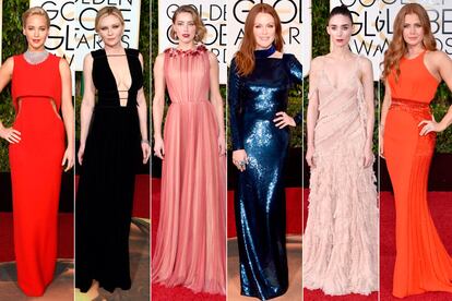 Jennifer Lawrence, Kirsten Dunst, Amber Heard, Julianne Moore, Rooney Mara y Amy Adams, sin bolso.