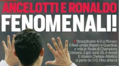 El &#039;Corriere dello Sport&#039;: &quot;.Ancelotti y Ronaldo fenomenales&quot;.