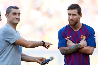 Valverde y Messi, en el Gamper.